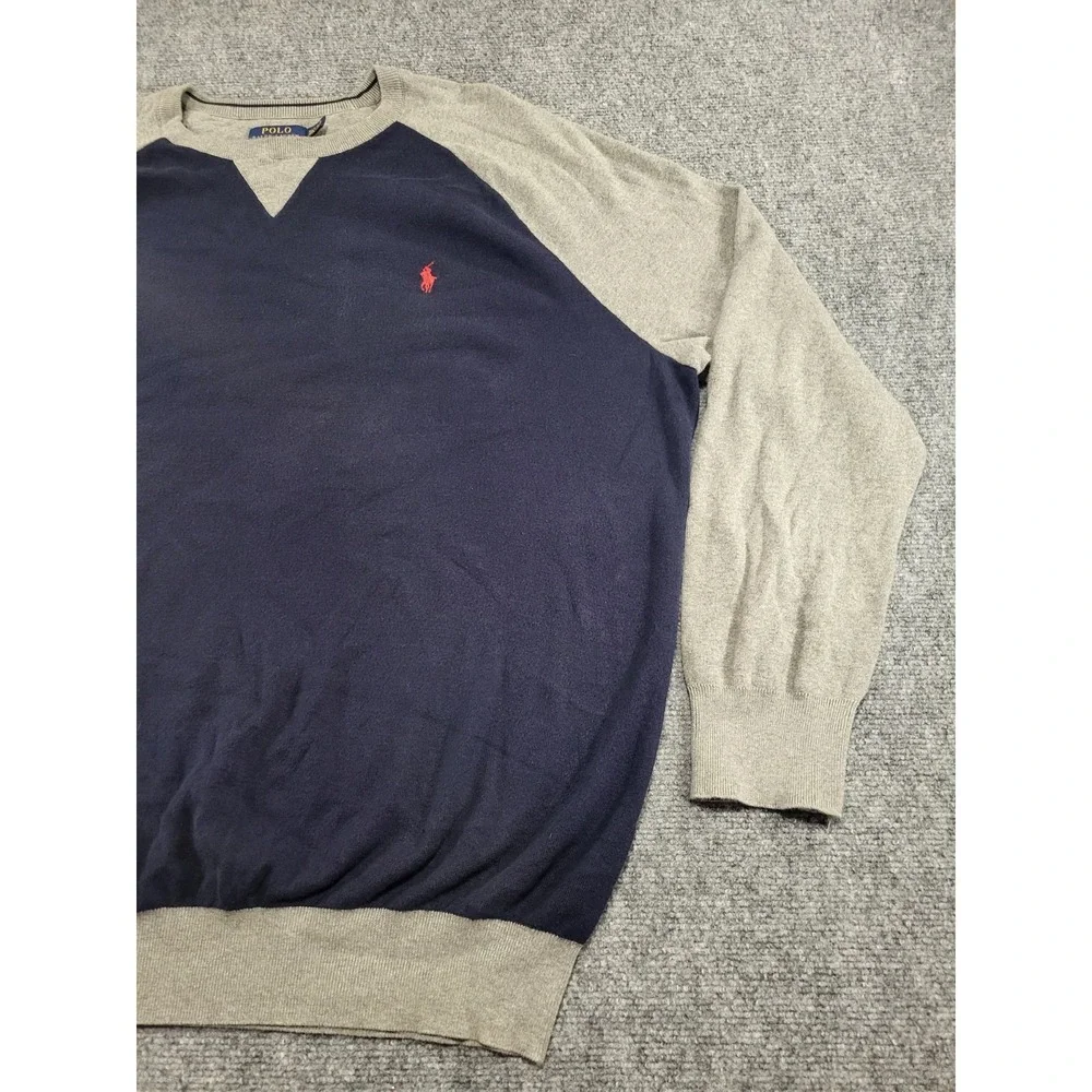 Polo Ralph Lauren Sweater Men's XXX-Large Blue Pima Cotton Crewneck Pony Logo